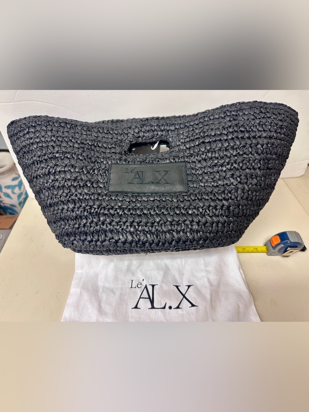 Le’ AL. X Black Raffia Woven Tote Bag